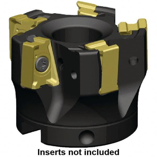 Kennametal - 6 Inserts, 100mm Cut Diam, 32mm Arbor Diam, 15.5mm Max Depth of Cut, Indexable Square-Shoulder Face Mill - 0° Lead Angle, 50mm High, LNGU15T608SRGE Insert Compatibility, Through Coolant, Series MILL 4-15 - Caliber Tooling