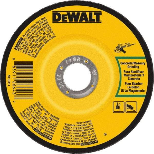 DeWALT - 24 Grit, 7" Wheel Diam, 1/4" Wheel Thickness, Type 27 Depressed Center Wheel - Silicon Carbide, 8,700 Max RPM, Compatible with Angle Grinder - Caliber Tooling