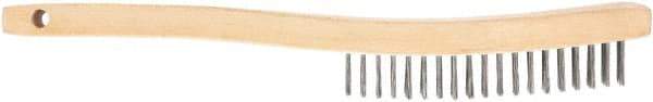 DeWALT - 7 Rows x 3 Columns Steel Scratch Brush - 7-3/4" OAL, 5/8" Trim Length, Wood Toothbrush Handle - Caliber Tooling