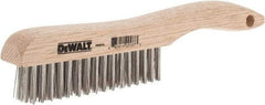 DeWALT - 15 Rows x 4 Columns Stainless Steel Scratch Brush - 10" OAL, 1-1/8" Trim Length, Wood Shoe Handle - Caliber Tooling