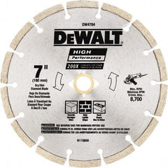 DeWALT - 7" Diam, 5/8 & 7/8" Arbor Hole Diam, Wet & Dry Cut Saw Blade - Diamond Matrix, Standard Round Arbor - Caliber Tooling