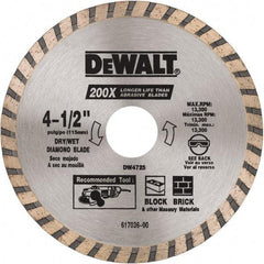 DeWALT - 4-1/2" Diam, 5/8 & 7/8" Arbor Hole Diam, Wet & Dry Cut Saw Blade - Diamond Matrix, Standard Round Arbor - Caliber Tooling