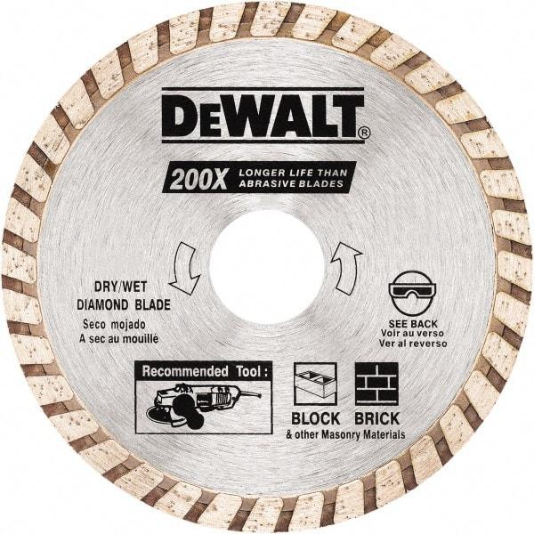 DeWALT - 4" Diam, 5/8 & 7/8" Arbor Hole Diam, Wet & Dry Cut Saw Blade - Diamond Matrix, Standard Round Arbor - Caliber Tooling