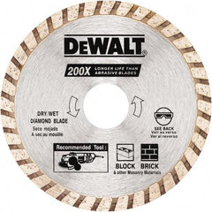 DeWALT - 4" Diam, 5/8 & 7/8" Arbor Hole Diam, Wet & Dry Cut Saw Blade - Diamond Matrix, Standard Round Arbor - Caliber Tooling