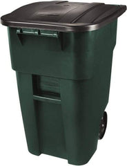 Rubbermaid - 50 Gal Green Square Trash Can - Polyethylene, 36-1/2" High x 28-1/2" Long x 23.38" Wide - Caliber Tooling