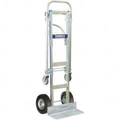 Wesco Industrial Products - 600 Lb Capacity 61-3/4" OAH Hand Truck - 16 x 12" Base Plate, Continuous Handle, Aluminum, Semi-Pneumatic Wheels - Caliber Tooling