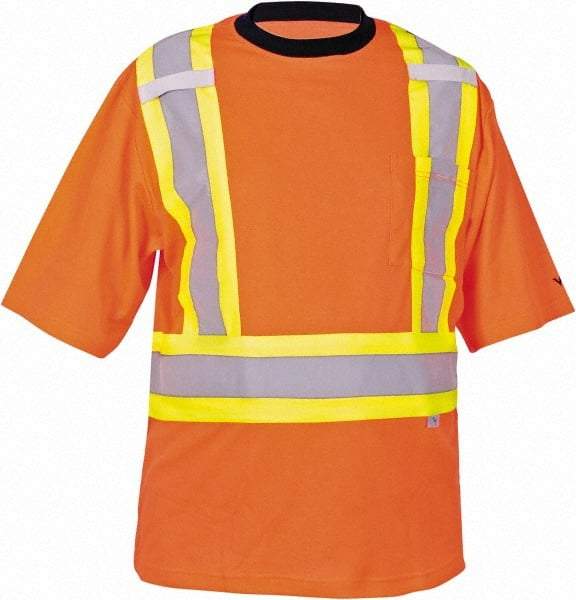 Viking - Size 4XL, Hi-Viz Orange, High Visibility, Short Sleeve T-Pocket, - 58" Chest, 1 Pocket, Cotton/Polyester/Mesh - Caliber Tooling