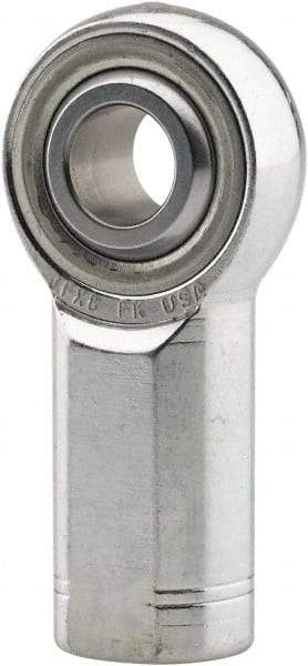 Made in USA - 3/4" ID, 1-3/4" Max OD, 28,090 Lb Max Static Cap, Plain Female Spherical Rod End - 3/4-16 LH, 1-5/8" Shank Diam, 1-3/4" Shank Length, Alloy Steel with Steel Raceway - Caliber Tooling