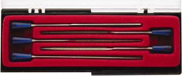 Value Collection - 5 Piece Diamond Pattern File Set - Set Includes Comprise, Square, Half Round, Round - Caliber Tooling