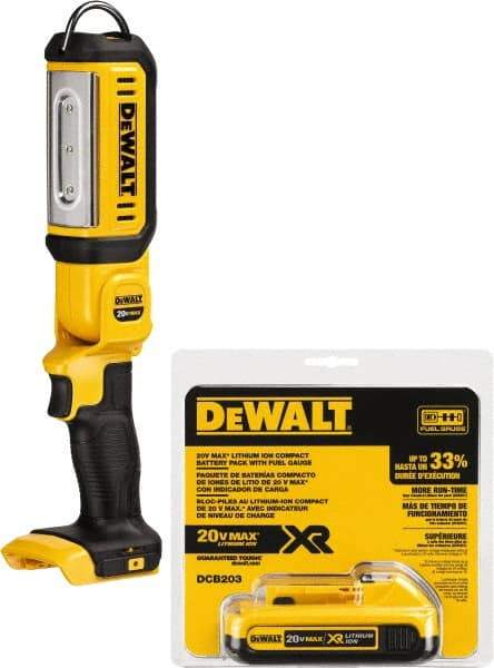 DeWALT - 20 Volts, 500 Lumens, Cordless Work Light - Black/Yellow, 17 hr Run Time - Caliber Tooling