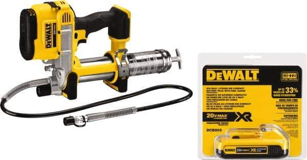 DeWALT - 10,000 Max psi, Flexible Battery-Operated Grease Gun - 16 oz Capacity, Bulk & Cartridge Fill, Includes Shoulder Strap & Battery - Caliber Tooling