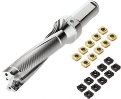 Seco - 3.38" Max Drill Depth, 3xD, 1-1/8" Diam, Indexable Insert Drill - 2 Inserts, 1-1/4" Shank Diam, Weldon Flat Shank - Caliber Tooling