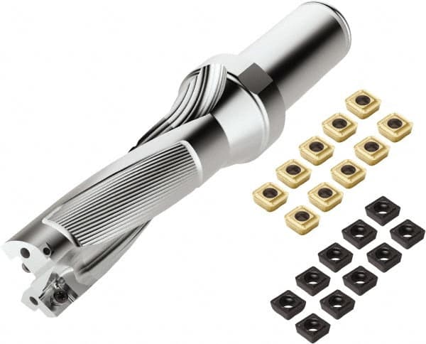 Seco - 3" Max Drill Depth, 4xD, 3/4" Diam, Indexable Insert Drill - 2 Inserts, 1" Shank Diam, Weldon Flat Shank - Caliber Tooling