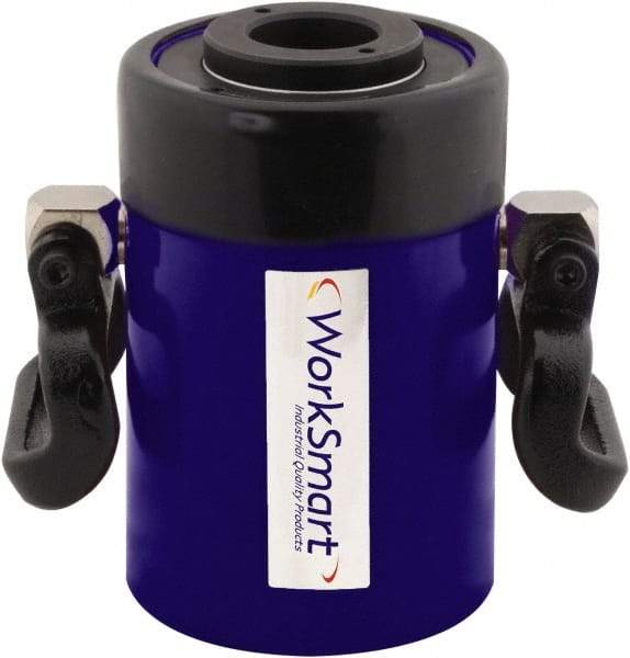 Value Collection - 60 Ton, 3" Stroke, 39.1 Cu In Oil Capacity, Portable Hydraulic Hollow Hole Cylinder - 13.05 Sq In Effective Area, 9.77" Lowered Ht., 12.77" Max Ht., 4.08" Cyl Bore Diam, 3.66" Plunger Rod Diam, 10,000 Max psi - Caliber Tooling