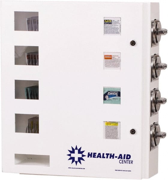 Synergy Management - Medical Vending Machines & Dispensers; Height (Inch): 21 ; Width (Inch): 20 ; Depth (Inch): 5-1/2 ; Number of Shelves: 4 ; Door Type: Manual Closing ; Shelf Type: Adjustable - Caliber Tooling