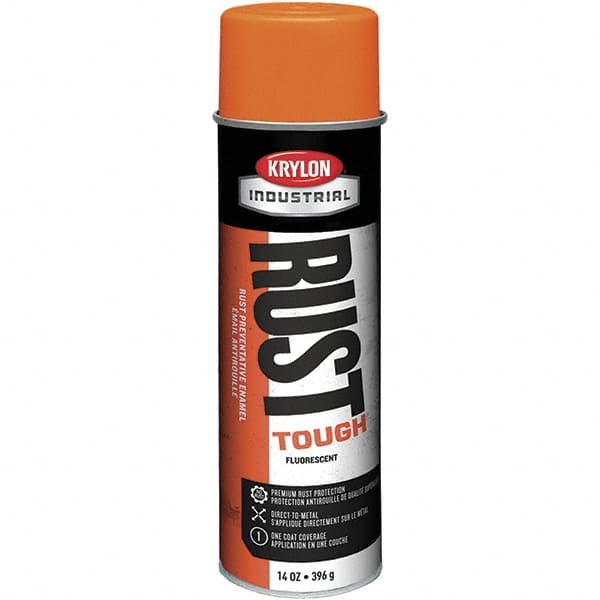 Krylon - Orange, 15 oz Net Fill, Fluorescent, Acrylic Enamel Spray Paint - 15 to 20 Sq Ft per Can, 20 oz Container - Caliber Tooling