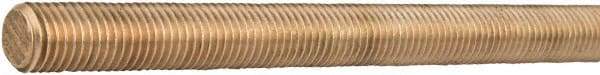 Made in USA - 1/2-13 UNC (Coarse), 6' Long, Bronze General Purpose Threaded Rod - Uncoated, Right Hand Thread - Caliber Tooling