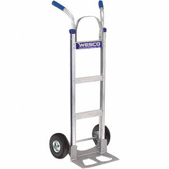 Wesco Industrial Products - 600 Lb Capacity 49" OAH Hand Truck - 14 x 7-1/2" Base Plate, Dual Handle, Aluminum, Full Pneumatic Wheels - Caliber Tooling