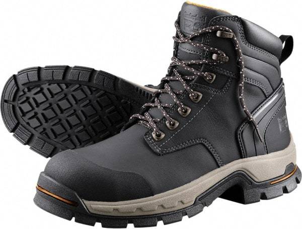 Timberland PRO - Men's Size 7 Medium Width Steel Work Boot - Black, Microfiber Upper, Rubber Outsole, 6" High, Non-Slip, Safety Toe - Caliber Tooling