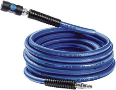 Prevost - 3/8" ID 50' Long Multipurpose Air Hose - Industrial Interchange Safety Coupler x Male Plug Ends, 300 Working psi, 5 to 140°F, 1/4" Fitting, Blue - Caliber Tooling