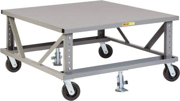 Little Giant - 3,600 Lb Capacity Steel Adjustable Height Pallet Stand - Steel Deck, 40" OAW, 48" Platform Length, Phenolic Casters - Caliber Tooling