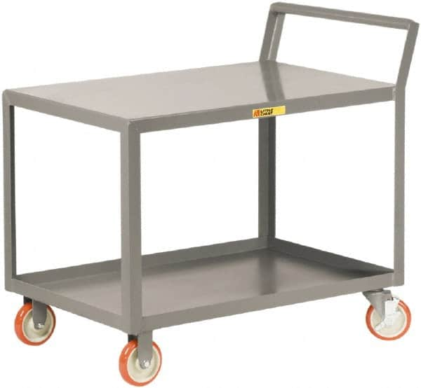 Little Giant - 1,200 Lb Capacity, 24" Wide x 40" Long x 38-3/4" High Shelf Cart - 2 Shelf, Steel, 2 Rigid/2 Swivel Casters - Caliber Tooling