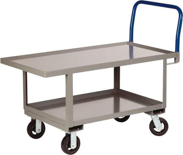 Little Giant - 2,000 Lb Capacity Steel Raised Deck Platform Truck - Steel Deck, 24" OAW, 48" Platform Length x 26" Platform Height, Mold On Rubber Casters - Caliber Tooling