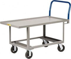 Little Giant - 2,000 Lb Capacity Steel Raised Deck Platform Truck - Steel Deck, 30" OAW, 48" Platform Length x 26" Platform Height, Mold On Rubber Casters - Caliber Tooling