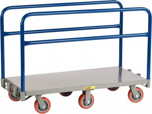 Little Giant - 3,600 Lb Capacity Steel 6-Wheeled Platform Truck - Steel Deck, 30" OAW, 48" Platform Length x 9" Platform Height, Polyurethane Casters - Caliber Tooling