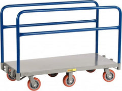 Little Giant - 3,600 Lb Capacity Steel 6-Wheeled Platform Truck - Steel Deck, 24" OAW, 48" Platform Length x 9" Platform Height, Polyurethane Casters - Caliber Tooling