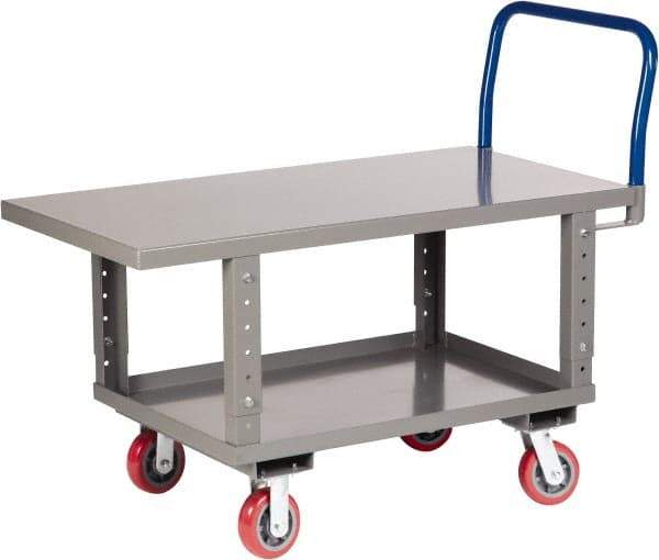 Little Giant - 2,000 Lb Capacity Steel Raised Deck Platform Truck - Steel Deck, 30" OAW, 60" Platform Length x 35-1/2" Platform Height, Polyurethane Casters - Caliber Tooling