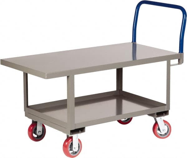 Little Giant - 2,000 Lb Capacity Steel Raised Deck Platform Truck - Steel Deck, 30" OAW, 48" Platform Length x 26" Platform Height, Polyurethane Casters - Caliber Tooling