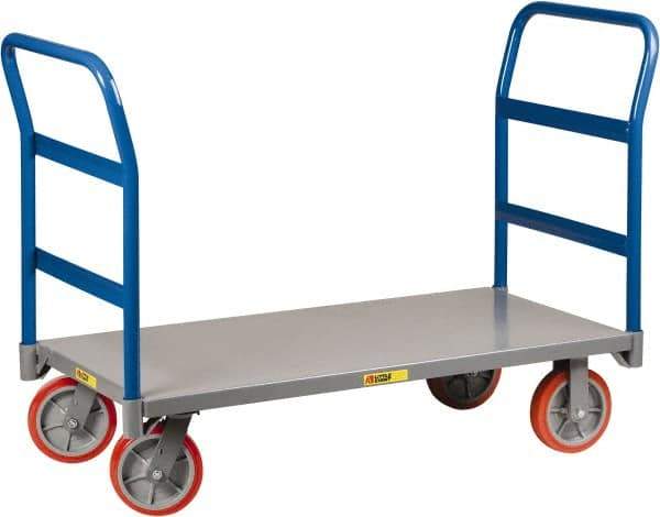 Little Giant - 3,600 Lb Capacity Steel Double End Rack Platform Truck - Steel Deck, 36" OAW, 60" Platform Length x 11" Platform Height, Polyurethane Casters - Caliber Tooling