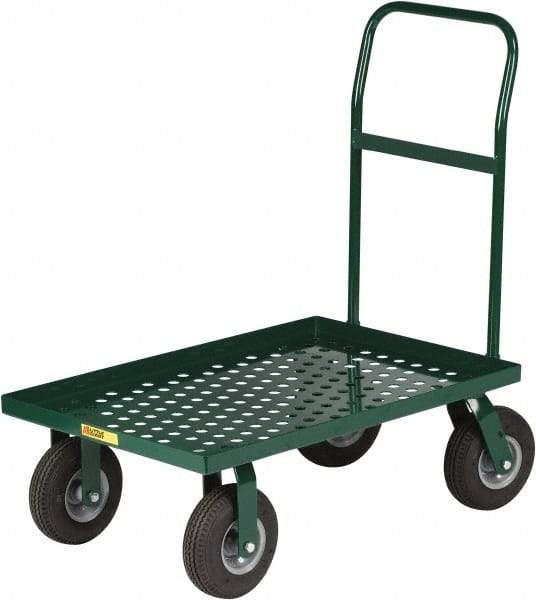 Little Giant - 1,000 Lb Capacity Steel Perforated Deck Platform Truck - Steel Deck, 24" OAW, 48" Platform Length x 11" Platform Height, Pneumatic Casters - Caliber Tooling