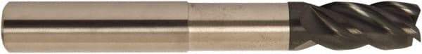 Accupro - 3/16", 4 Flute, Single End, Solid Carbide, 0.01" Corner Radius End Mill - 3" OAL, 38° Helix, Right Hand Flute, 7/32" LOC, Right Hand Cut, 1/2" Extended Reach - Caliber Tooling