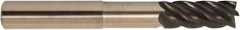 Accupro - 3/8", 5 Flute, Single End, Solid Carbide, 0.06" Corner Radius End Mill - 4" OAL, 38° Helix, Right Hand Flute, 1/2" LOC, Right Hand Cut, 2-1/8" Extended Reach - Caliber Tooling