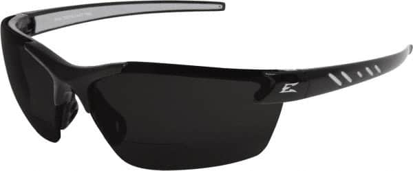 Edge Eyewear - +2, Smoke Gray Lenses, Scratch Resistant, Framed Magnifying Safety Glasses - UV Protection, Black/Gray Nylon Frame, ANSI, MCEPS - Caliber Tooling