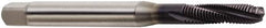 Seco - M8x1.25 Metric 3 Flute 6H Modified Bottoming Spiral Flute Tap - Powdered Metal, TiAlN Finish, 100mm OAL, Right Hand Flute, Right Hand Thread, H6 - Caliber Tooling