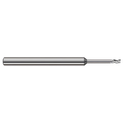 Square End Mill: 0.021'' Dia, 1/32'' LOC, 1/8'' Shank Dia, 2-1/2'' OAL, 3 Flutes, Solid Carbide Single End, Uncoated, 30 ° Helix, Centercutting, RH Cut, RH Flute