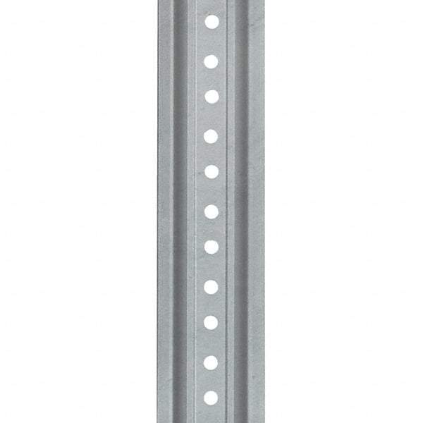 Nucor - 7' High, Galvanized Traffic Sign Post - Steel, 3/8" Hole Diam, Silver - Caliber Tooling