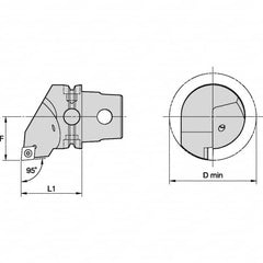 Kennametal - Right Hand Cut, Size KM50, CC.. Insert Compatiblity, Internal or External Modular Turning & Profiling Cutting Unit Head - 35mm Ctr to Cutting Edge, 50mm Head Length, Through Coolant, Series S-Clamping - Caliber Tooling