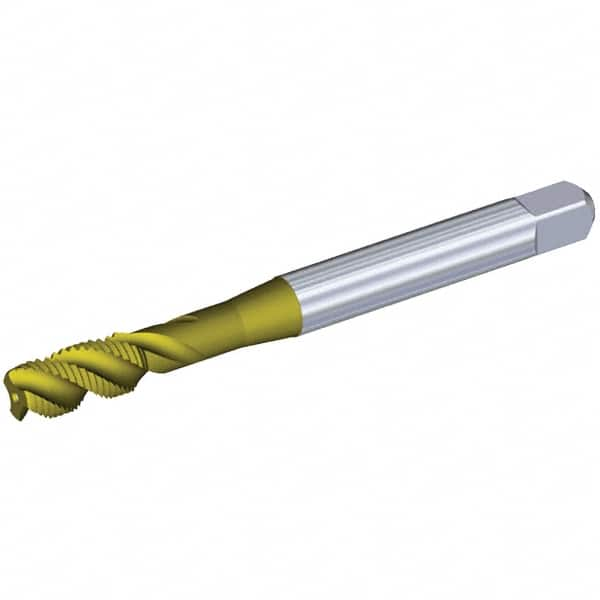 Kennametal - 7/16-14 UNC 4 Flute 3BX Modified Bottoming Spiral Flute Tap - Powdered Metal, TiCN/TiN Finish, 100mm OAL, Right Hand Flute, Right Hand Thread, Series T631 - Caliber Tooling