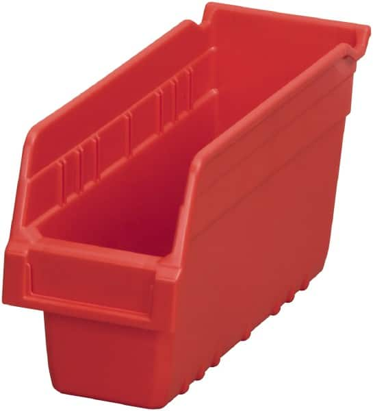 Akro-Mils - 11-5/8" Deep, Red Polymer Hopper Shelf Bin - 6" High x 4-1/8" Wide x 11-5/8" Long - Caliber Tooling