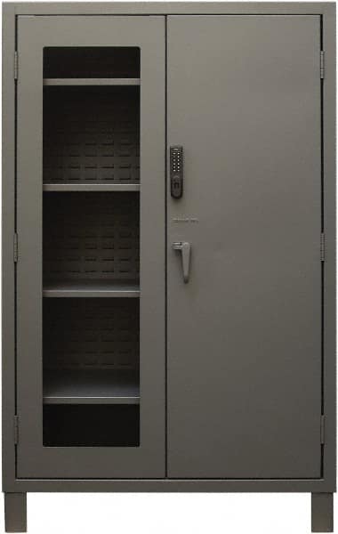 Durham - 4 Shelf Locking Storage Cabinet - Steel, 48" Wide x 24" Deep x 78" High, Gray - Caliber Tooling