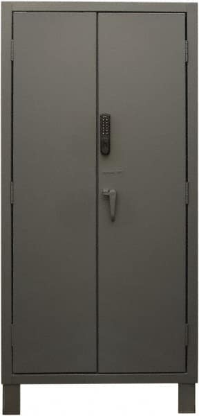 Durham - 4 Shelf Locking Storage Cabinet - Steel, 36" Wide x 24" Deep x 78" High, Gray - Caliber Tooling