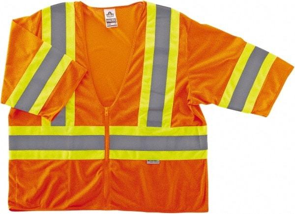 Ergodyne - Size S/M High Visibility Orange Mesh General Purpose Vest - 36 to 44" Chest, ANSI/ISEA 107, Zipper Closure, 1 Pocket, Polyester - Caliber Tooling