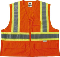 Ergodyne - Size 2X/3XL High Visibility Orange Mesh General Purpose Vest - 52 to 58" Chest, Zipper Closure, Polyester - Caliber Tooling