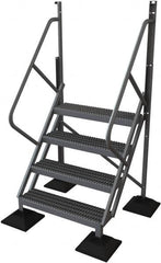 TRI-ARC - 82" 4 Step Configurable Rooftop Ladder - 50° Incline, 500 Lb Capacity, 40" Platform Height, 52-3/4" Base Width x 40" Base Depth, Serrated - Caliber Tooling