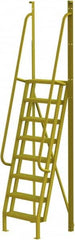 TRI-ARC - 122" 8 Step Configurable Crossover Ladder - 75° Incline, 1,000 Lb Capacity, 80" Platform Height, 30" Base Width x 30-1/2" Base Depth, Perforated Tread - Caliber Tooling