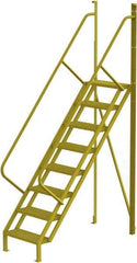 TRI-ARC - 122" 8 Step Configurable Crossover Ladder - 50° Incline, 1,000 Lb Capacity, 80" Platform Height, 30" Base Width x 69-1/2" Base Depth, Perforated Tread - Caliber Tooling